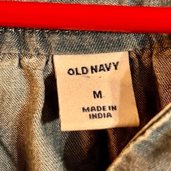 Old Navy Women's Blue Long Sleeve Top Size M Chambray Tie Front Closure VTG Boho - Picture 4 of 12